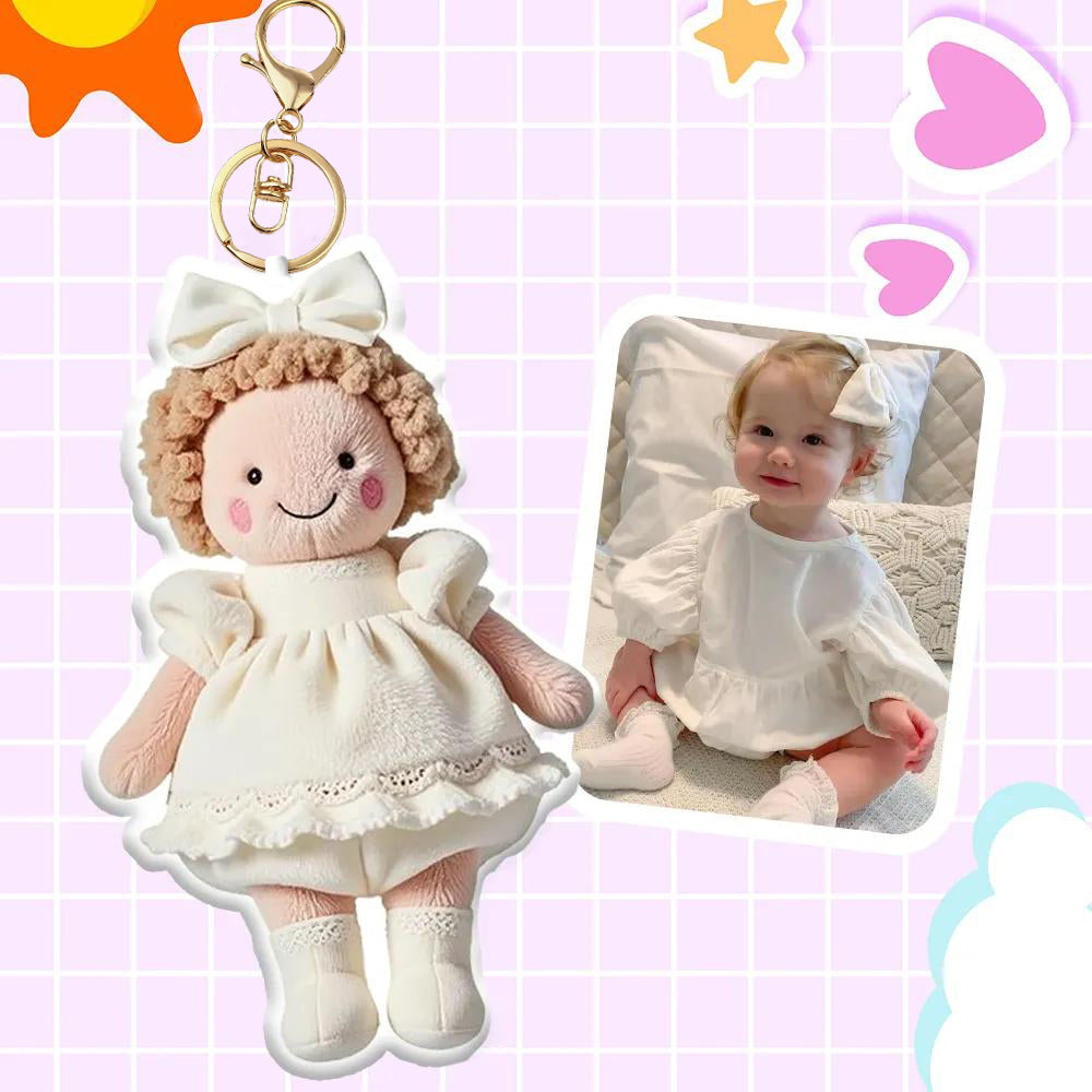 Personalized Bag Charm Photo Plush Doll Keychain Mini Me Plush Keychain Birthday Gifts