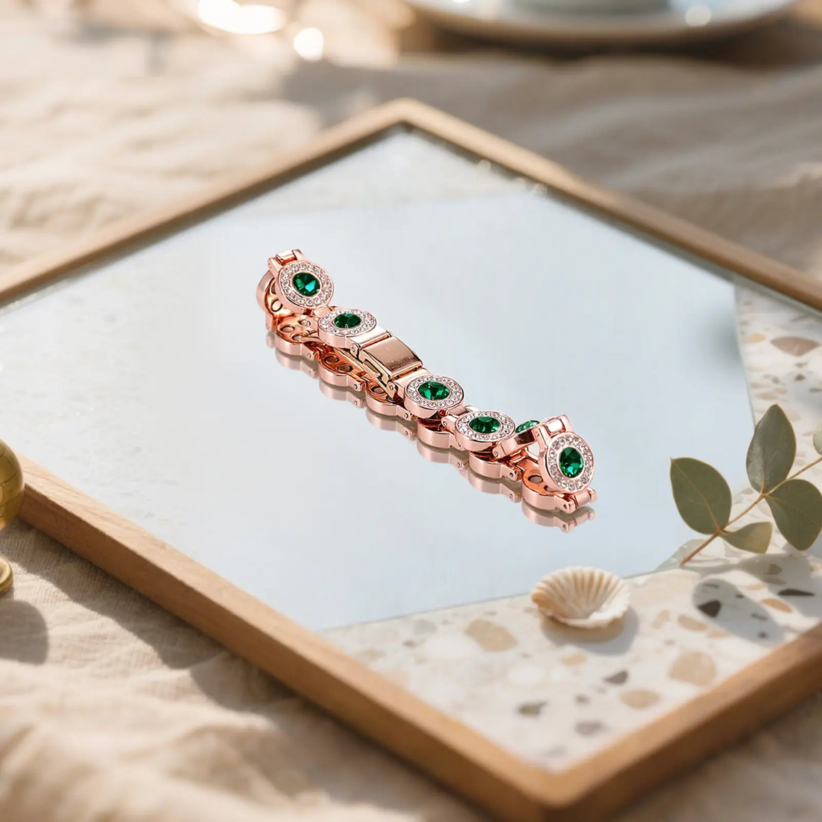 4X Strength Magnetic Copper Bracelet for Women-Updated 3800 Gauss Magnets-Adjustable Length with Secure Clasp-Premium Multi-Facet Crystal Inlays