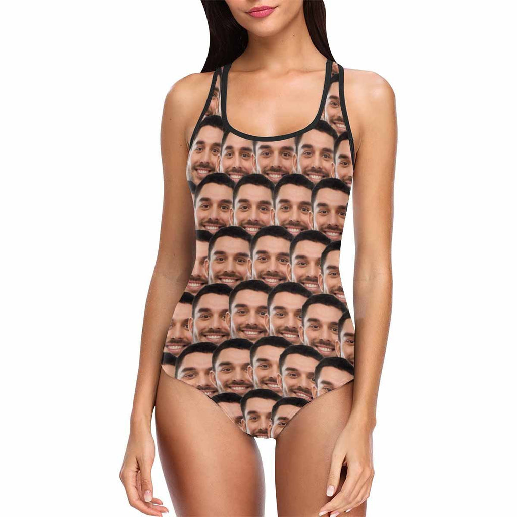 Custom Face Swimwear Women's Photo Slip One Piece Swimsuit - Mash