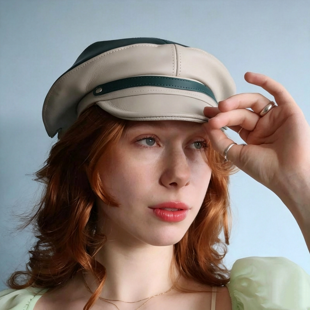 Horseshoe Crab Leather Hat Handcrafted Archive Fashion Unisex Cosplay Bonnet Avant-Garde Steampunk Helmet Cap Weird Creative Headwear
