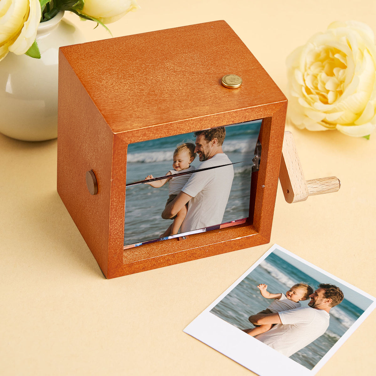 Custom Photo Flipbook Frame Animation Machine Mechanical Hand-cranked Flipbook Box Photo Album with Light Unique Valentine's Day Gifts