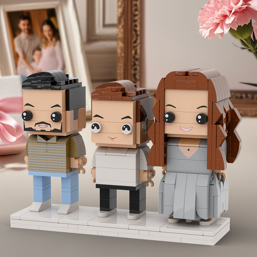 Full Body Customizable 3 People Custom Brick Figures Gift for a Family of three