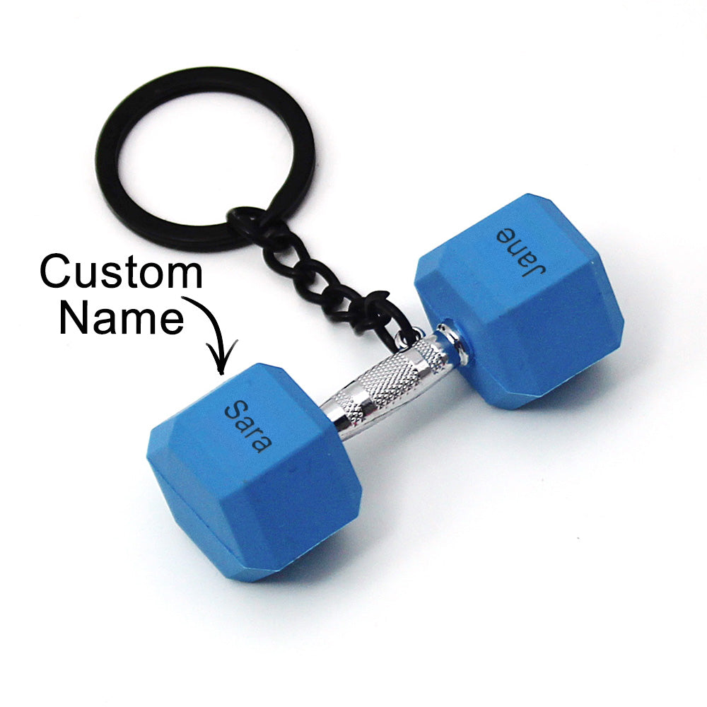 Custom Weightlifting Dumbbells Keychain Metal Rubber Accessories Equipment Mini Keychain