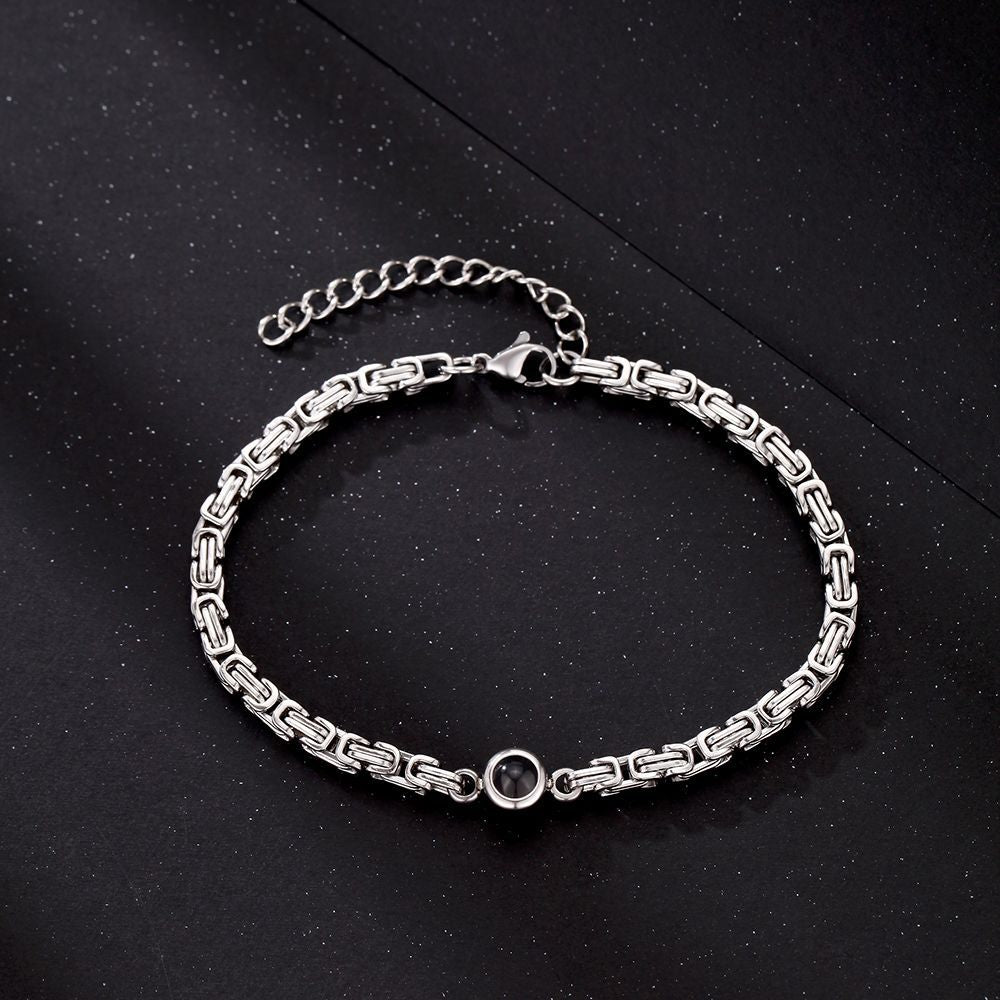 Personalized Photo Men's Bracelet Projection Gem Picture Inside Bracelet Anniversary Gifts for Husband