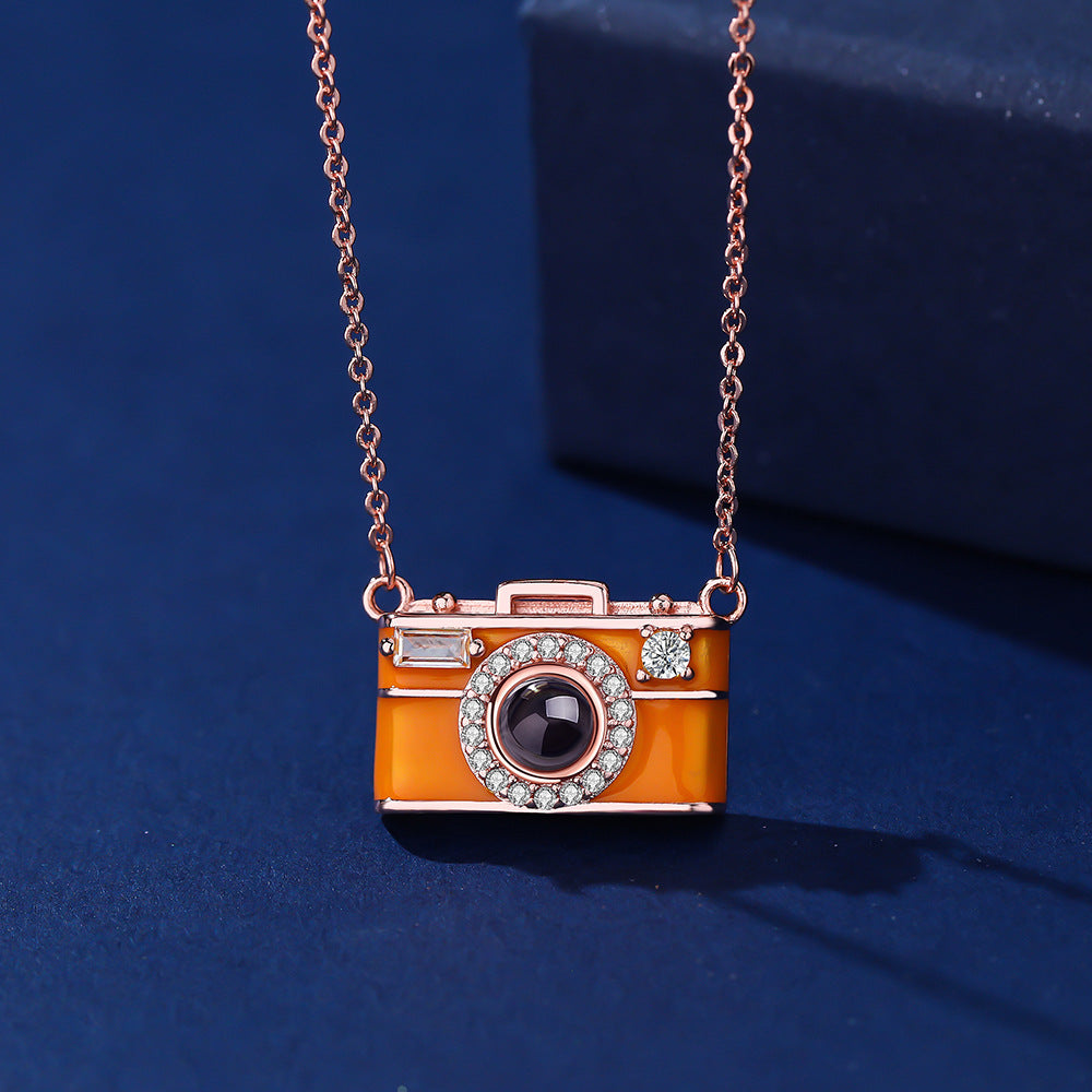 Personalized Photo Necklace Cartoon Style Projection Gem Camera Necklace Anniversary Gifts for Her