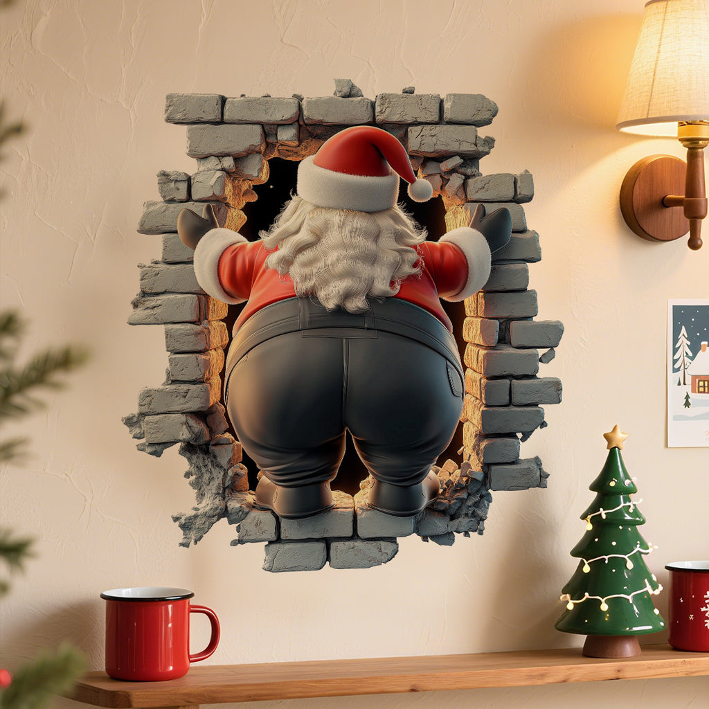 3D Christmas Wall Stickers Santa Claus Removable Stickers Holiday Wallpaper Home Decor
