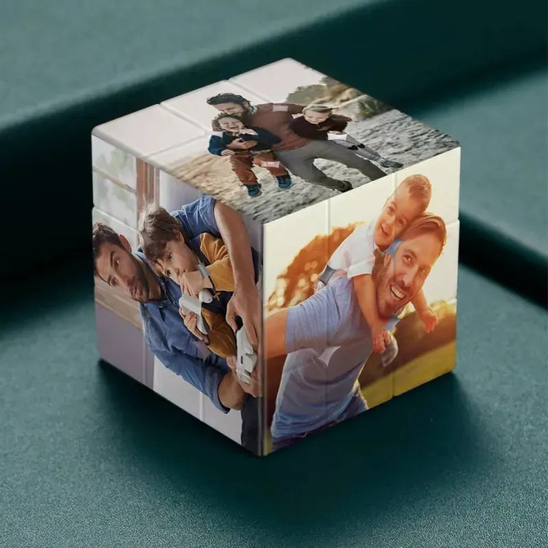 Custom Multiphoto Rubik's Cube Gift for Dad and Child