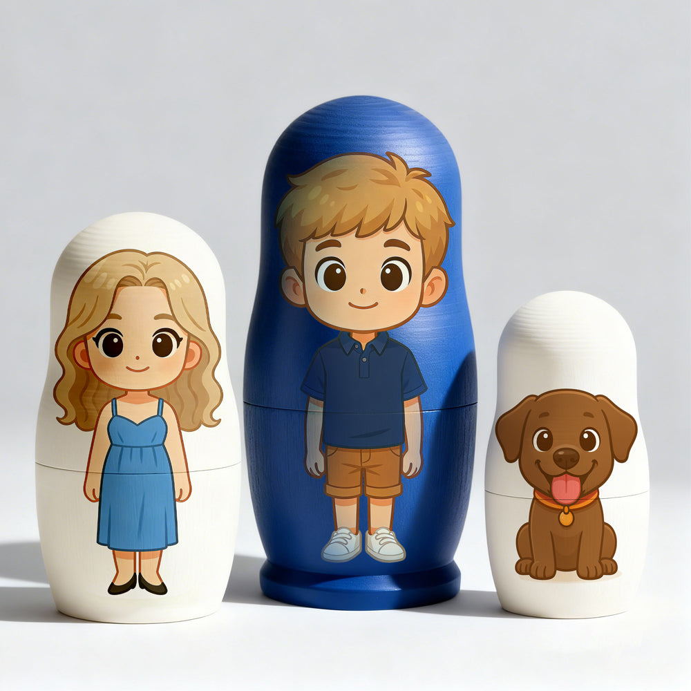 Personalized Portrait Nesting Doll Custom Photo Father's Day Gifts Family Portrait Cartoon Style Gift Photo Anniversary Gifts