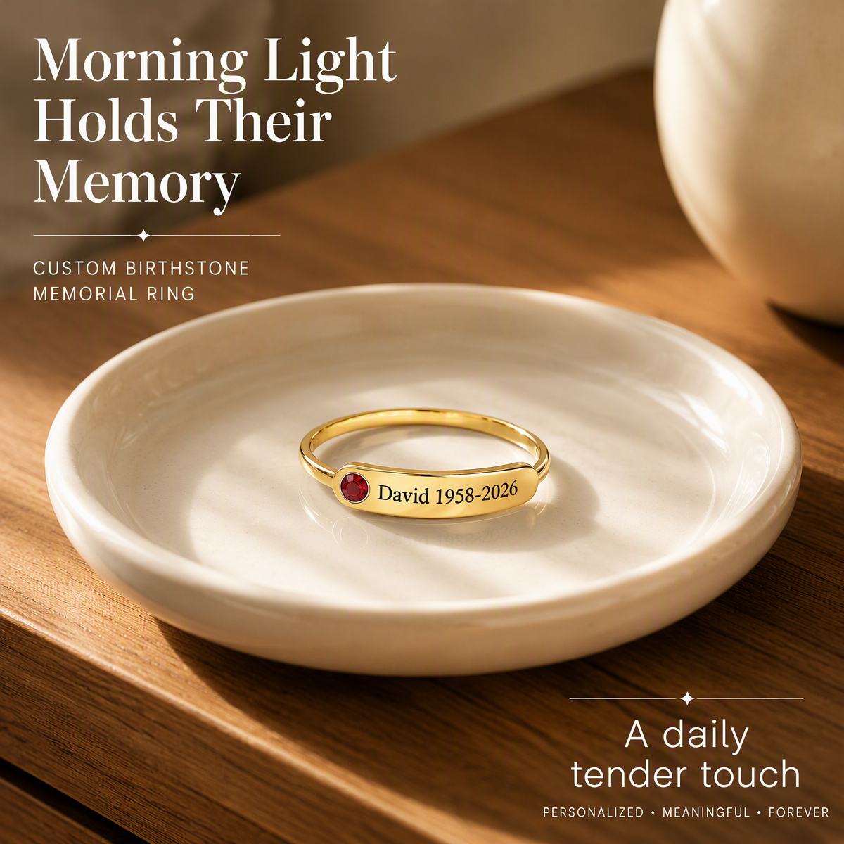 Personalized Birthstone Name Memorial Ring to Remember Someone You Loved