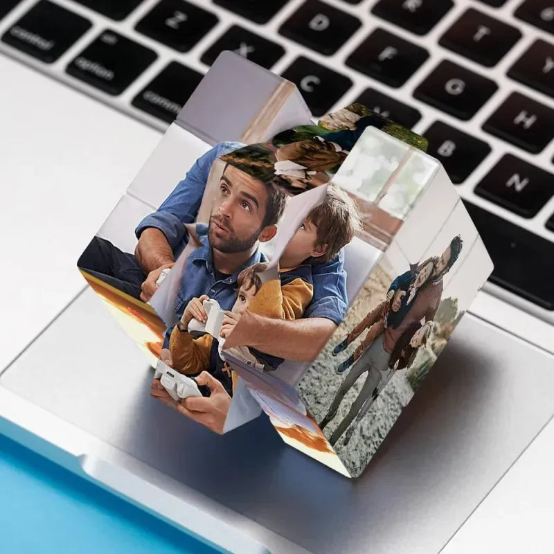 Custom Multiphoto Rubik's Cube Gift for Dad and Child