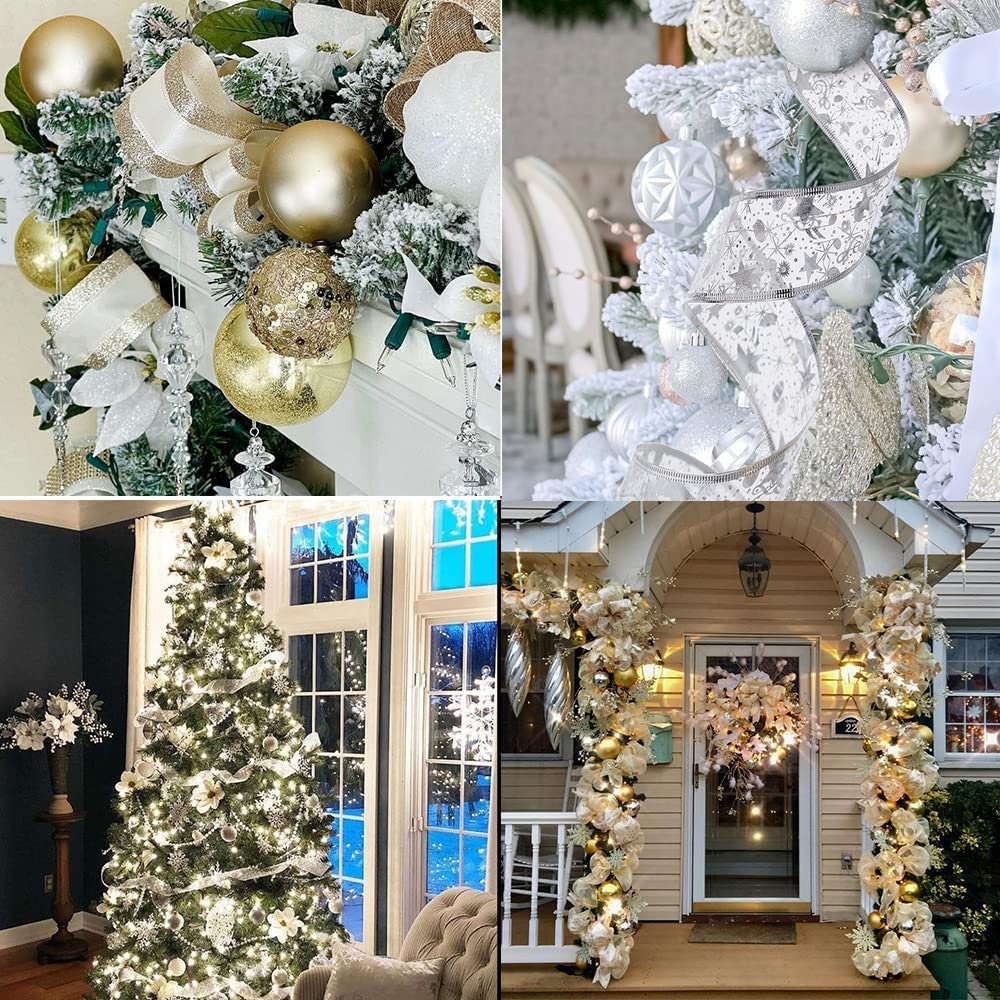Christmas Fairy Lights Xmas Tree Ribbon Lights Copper Wire Ribbon Bows Lights for Holiday Party Decoration