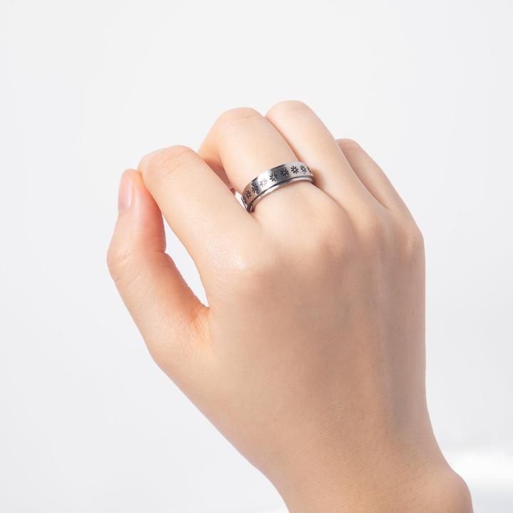 Flower Anxiety Ring Stainless Steel Fidget Ring Birthday Gift For Men Women