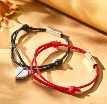 Custom Engraved Bracelets Heart Magnetic Bracelets Gift for Couple