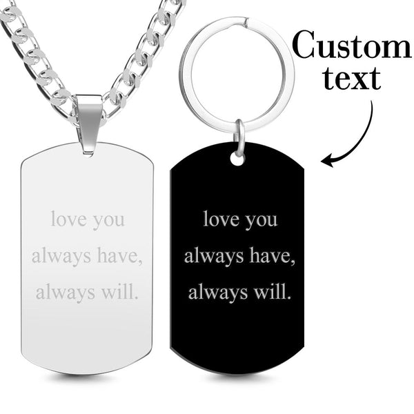Custom Photo Necklace Keychain Set Photo Dog Tags Set Gifts for Dad
