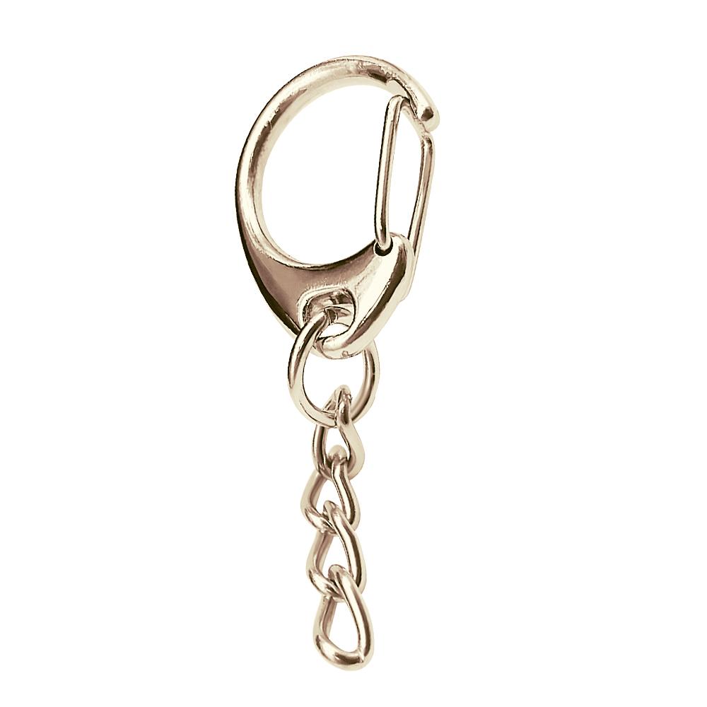 Small C-Shaped Buckle Key Ring Spring Snap Key Ring with Chain and Jump Ring Gold