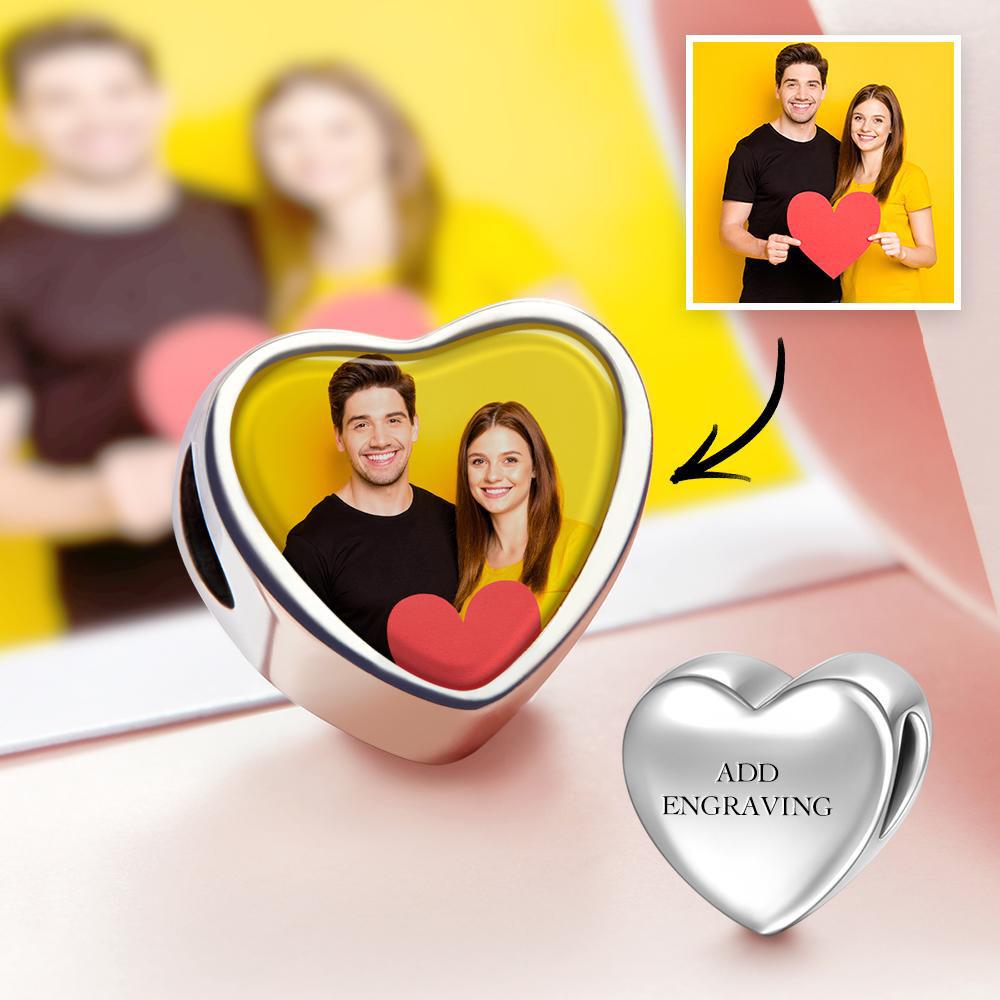 Custom Engraved Heart Photo Charm Projection Charm Bracelet Jewelry Gift For Couples Christmas Gifts