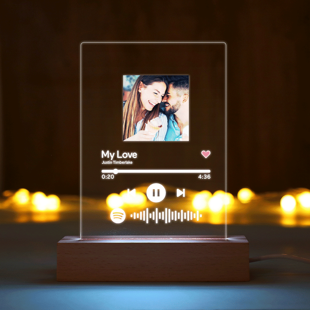 Custom Spotify Plaque Scannable Music Glass 7 Colors Night Light Romantic Gift