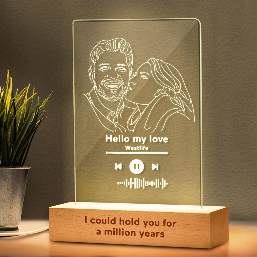 Scannable Music Code Photo Frame Acrylic Music Plaque Photo Night Light Unique Gift