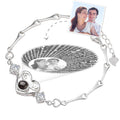 I Love You Bracelet in 100 Languages Projection Photo Engraved Bracelet Heart with Antlers Silver