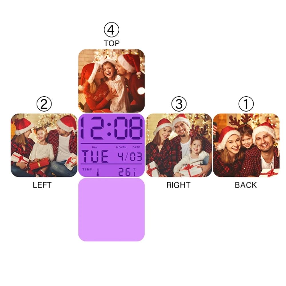 Personalized Alarm Clock Multiphoto Colorful Lights Gift For Mother's Day