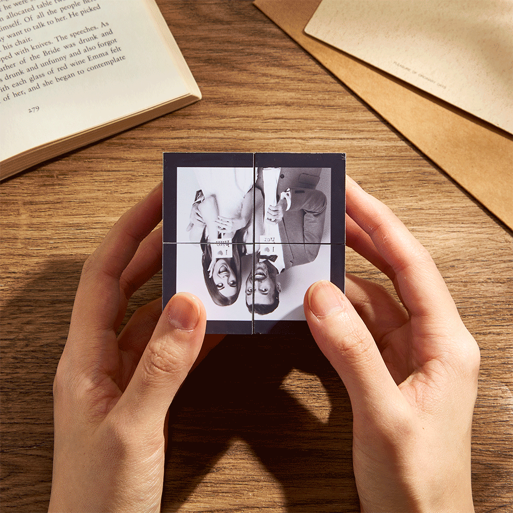 Custom Photo Frame Home Decoration Multiphoto Black Filter Rubix Cube Gift For Father