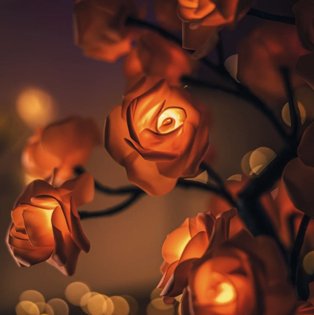 LED Simulation Flower Rose Tree Light Decorative Night Light Anniversary Gift for Lover - Green
