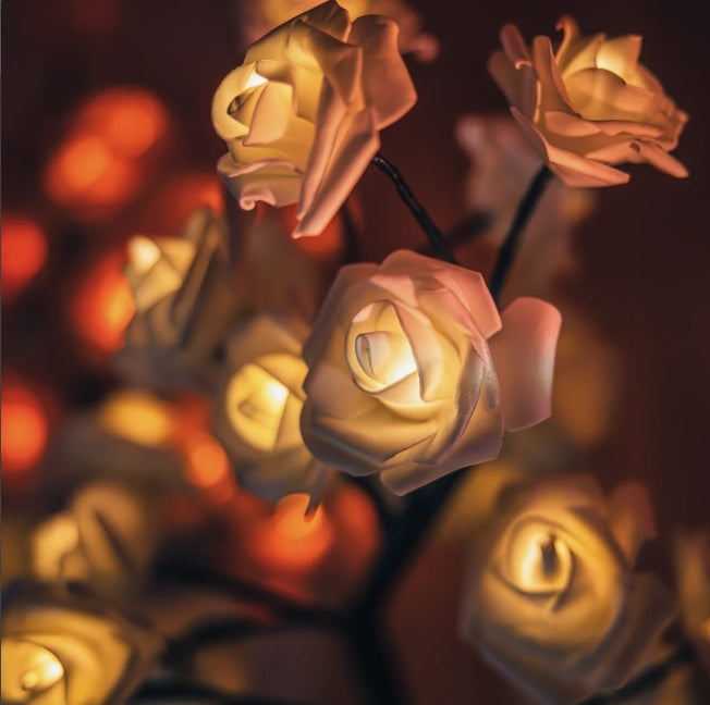 LED Simulation Flower Rose Tree Light Decorative Night Light Anniversary Gift for Lover - Purple