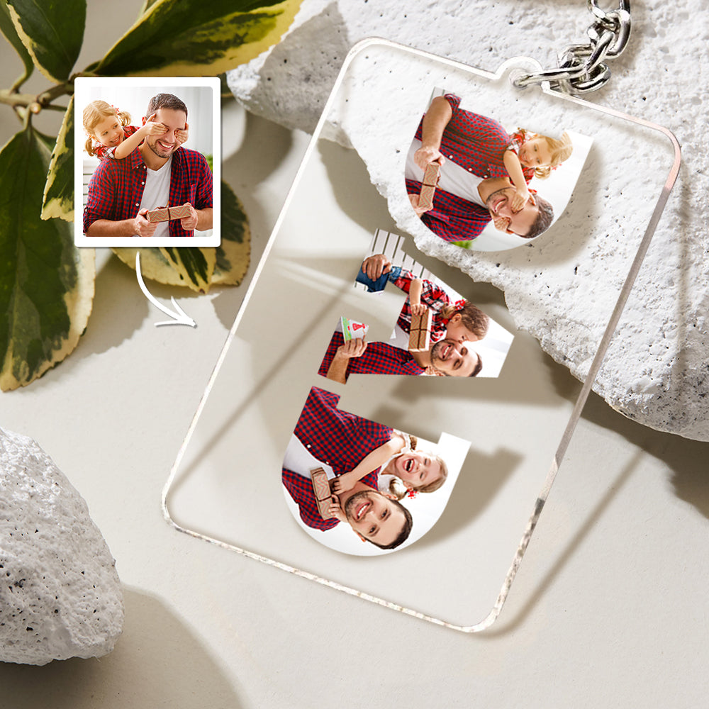 Personalized Photo Acrylic Keychain Anniversary Gift Father's Day Special Gift For DAD