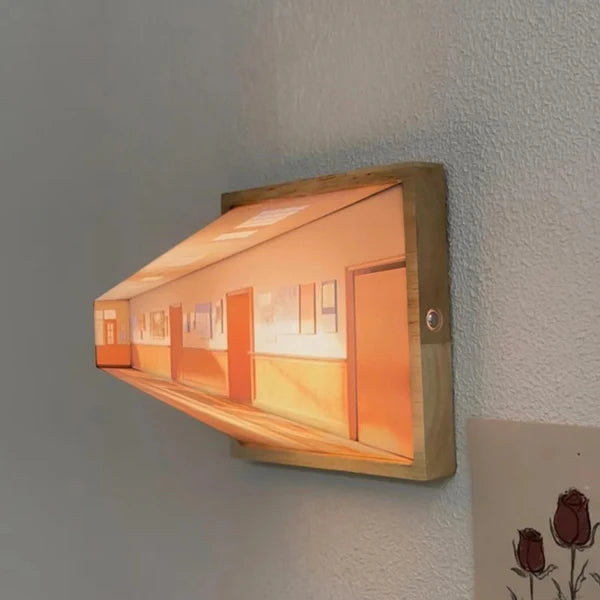3d Naked Eye Vision Night Light Wall Lamp Living Room Home Creative Wooden No-Punch Wall Hanging Light