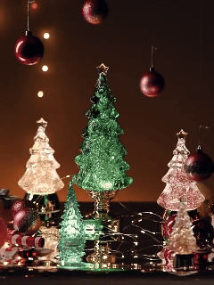 Glitter Christmas Tree Ornaments Desk Decorations Glowing Swirl Night Light Christmas Gift Idea