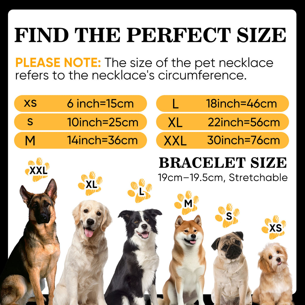Personalized Name Beaded Pet Collar with Free Matching Bracelet Gift for Pets