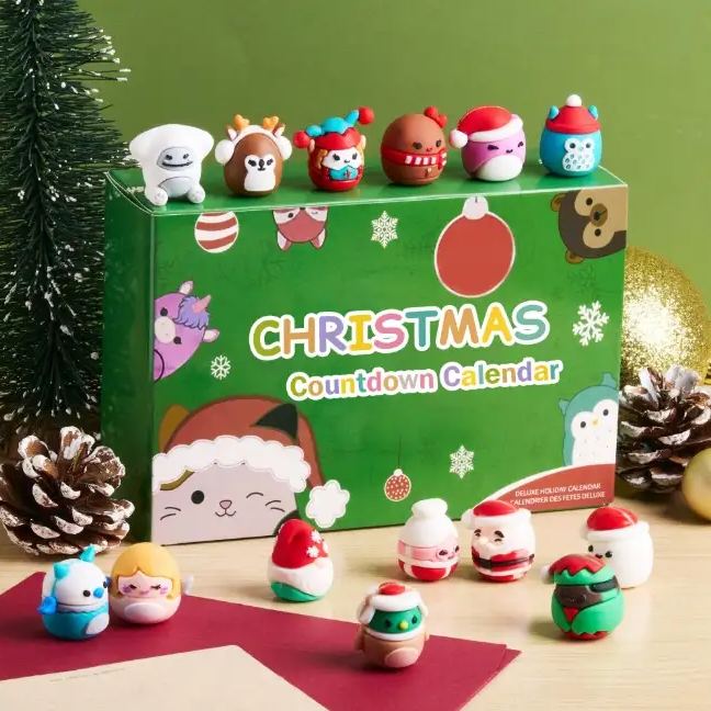 Doll Advent Calendar 2025 for Kids Christmas Countdown Calendar 24 Mini Dolls Plush or PVC Toys Gift for Children