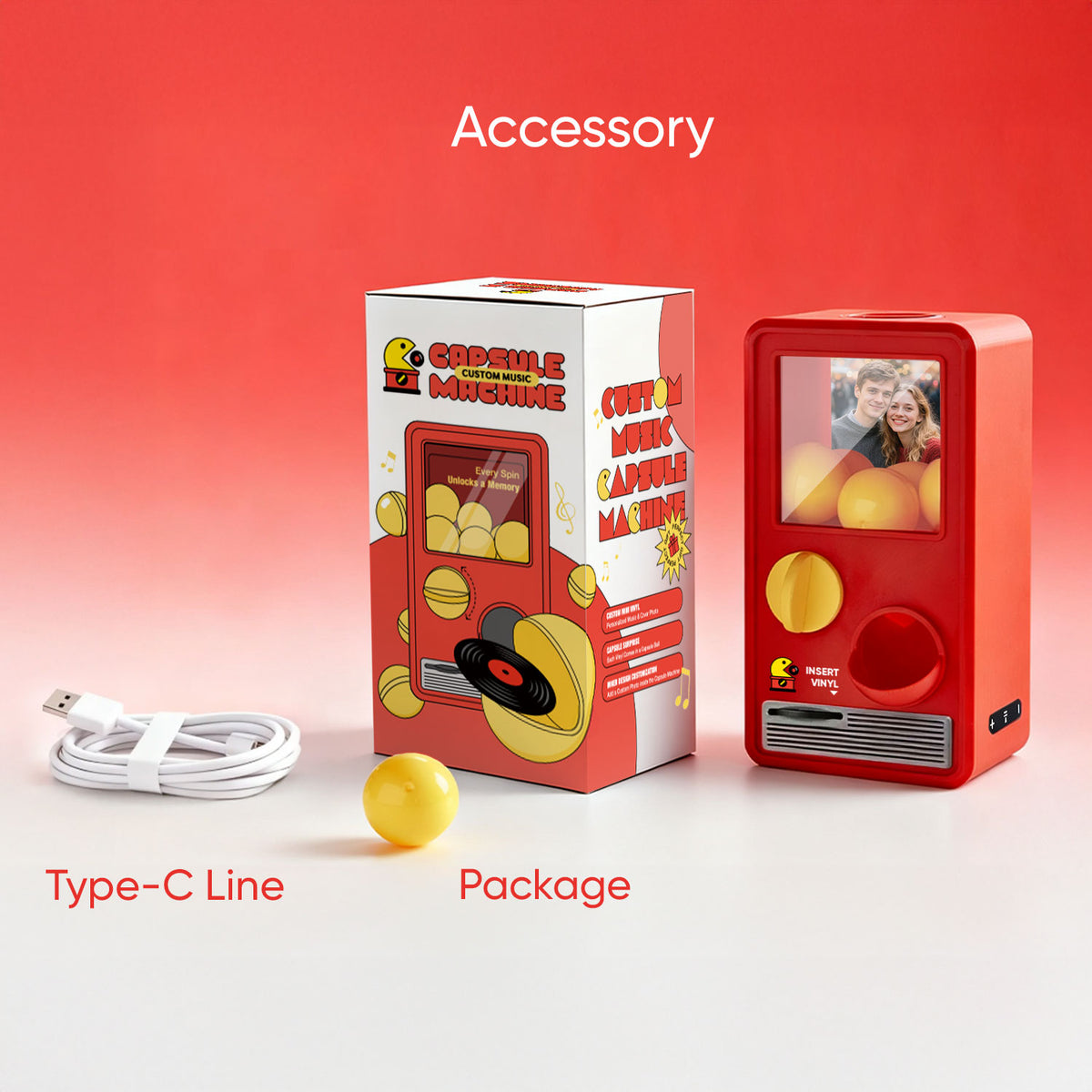 TT ALL Personalized Music and Photo Music Gachapon Machine Custom Song Mini Record Box Retro Gifts for Her Christmas Gifts