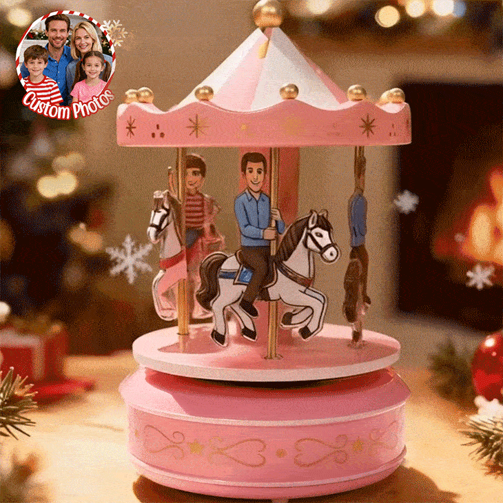 Custom Portrait Carousel Music Box Ornament Family Member Desktop Decoration Gift For Family