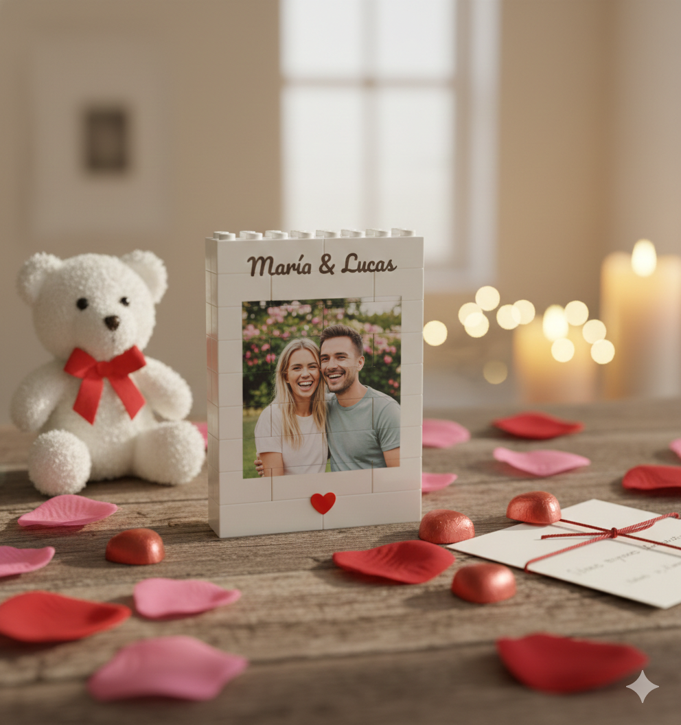 Custom Photo Building Brick Puzzle Personalised Blocks Puzzle Romantic Couple Gift Valentine's Day Gift for Lovers