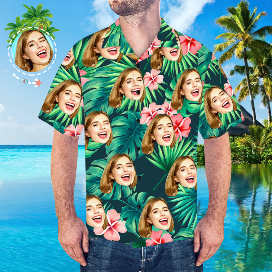 Custom Face Shirt Men S All Over Print Hawaiian Shirt