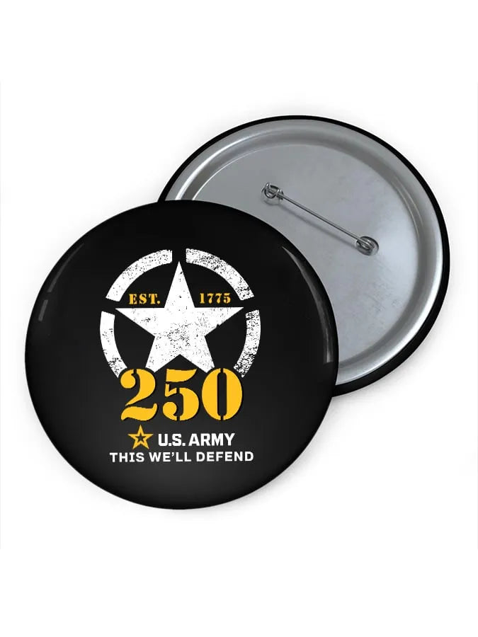 Vintage U.S. Army 250th Anniversary This We'll Defend Est.1775 Print Brooch