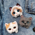 Custom Needle Felting Cat Brooch in Natural Wool, Cute Felt Pet Pin, Ideal Gift for Birthdays