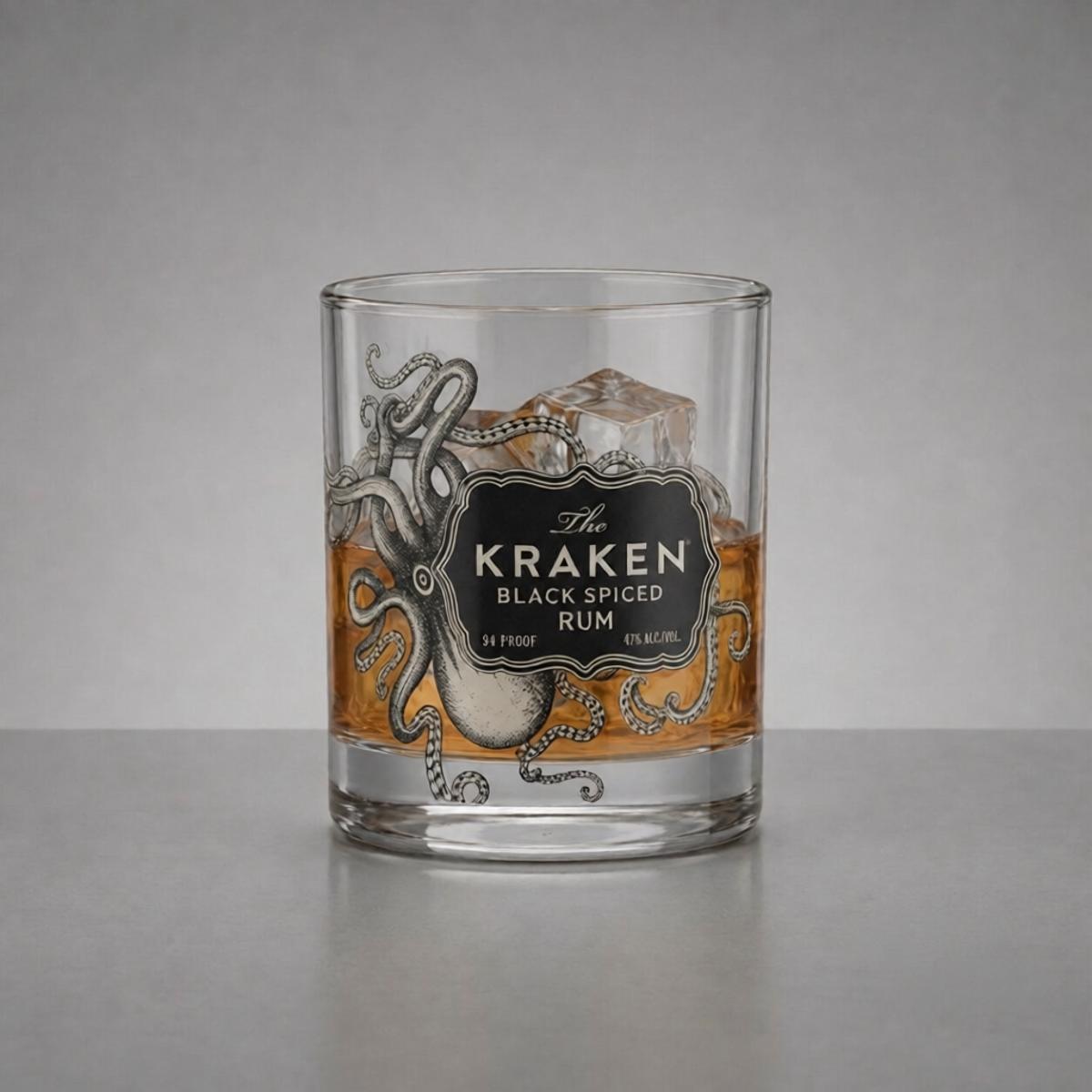 The Kraken Rum 3D Octopus Whiskey Decanter and Glass