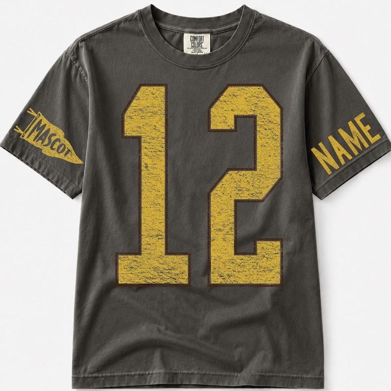 Custom Spirit Shirt, Personalized Team Tee, Custom Initial Shirt with Number & Sleeve Print, Game Day Shirt