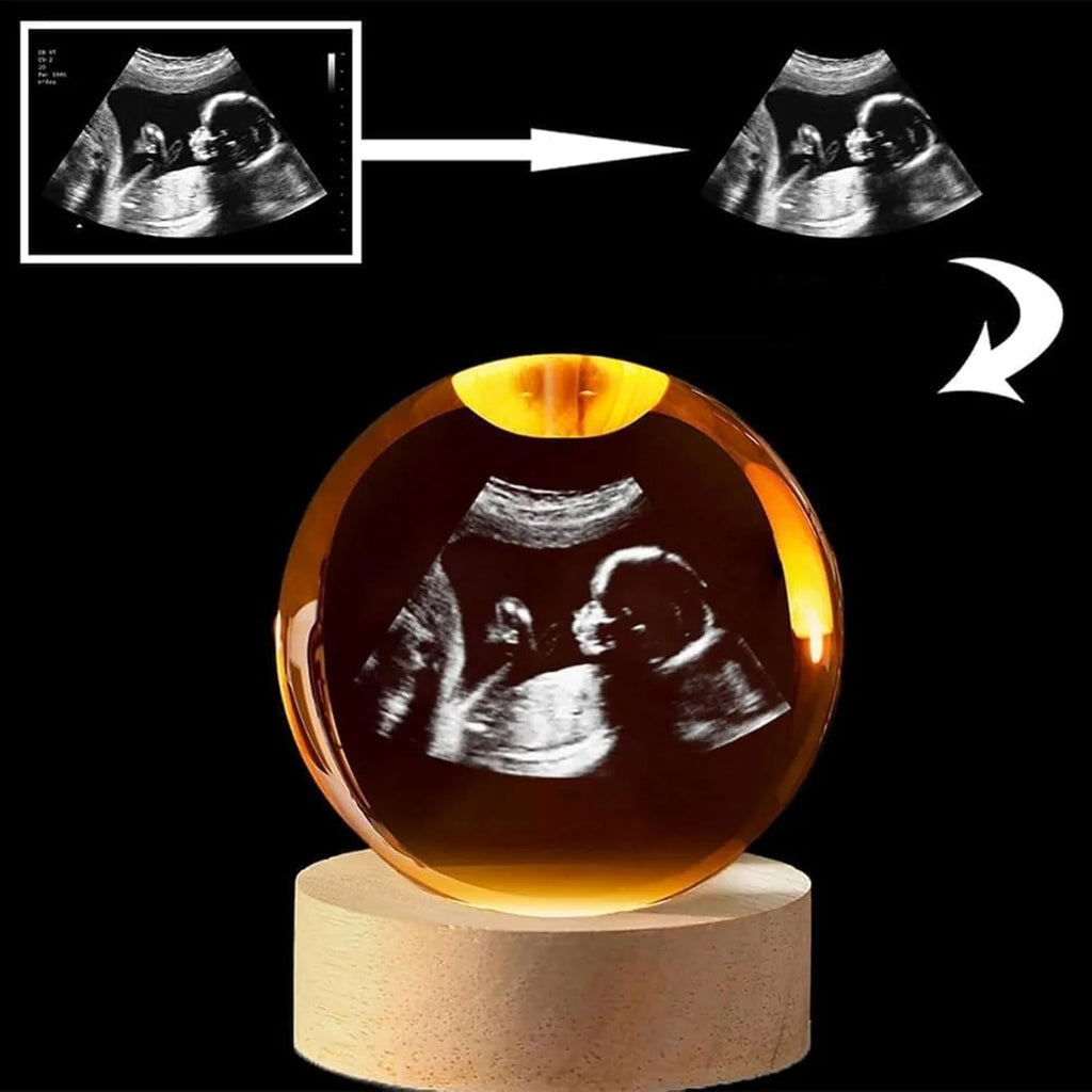 Custom 2D Photo Crystal Ball Night Light Personalized Photo Crystal Light for Baby Ultrasound Birthday Anniversary Wedding Gifts