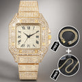 Iced Out Watch Rhinestone Watch Set Watch + Bracelet + Necklace Gift for Him