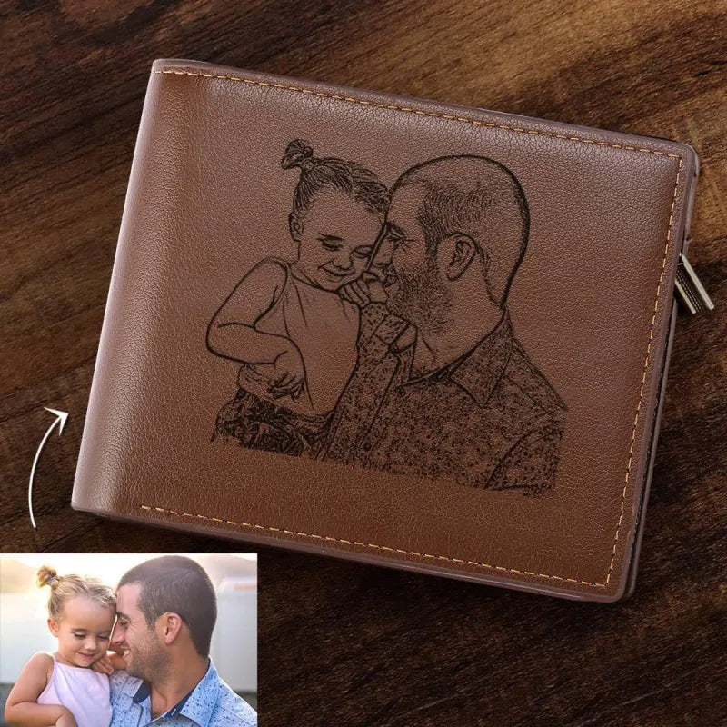 Custom Photo Wallet and Photo Calendar Keychain Set Father's Day Gift for Him
