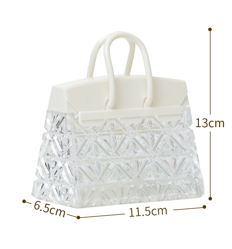 Night Light Crystal Handbag Lamp Luxury Bedside Ambient Light LED Purse Lamp Novelty Desktop Ornament Romantic Birthday Gift for Women