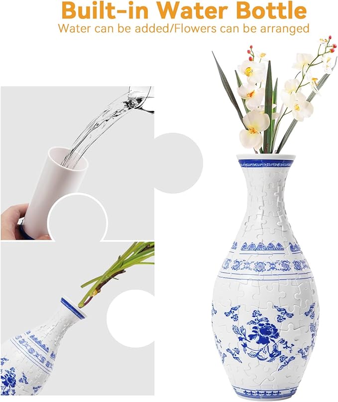3D Puzzle Planter Vase for Home Decoration 160 Pieces DIY Flower Vase Perfect Housewarming Gift
