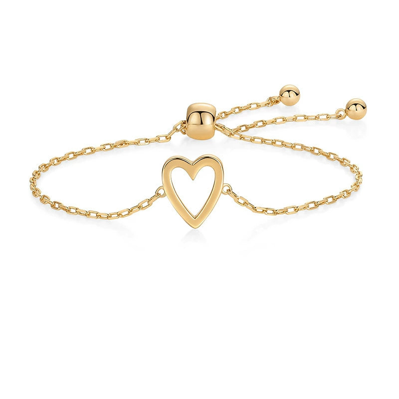 Heart-Shaped Bracelet Set Stainless Steel Adjustable Couple Bracelet Friend Bracelet Jewelry