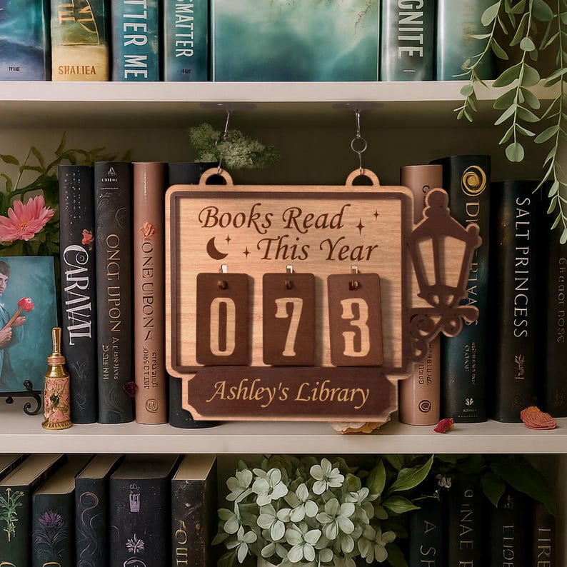 Personalized Books Read Tracker Books Read This Year Bookshelf Counter Bookish Decor Bookish Gift Gift for Readers Book Lovers Gift