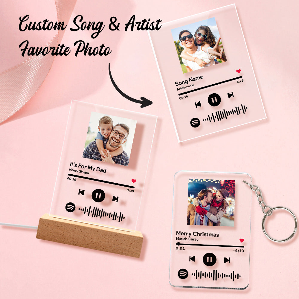 Scannable Spotify Code Plaque Keychain Music and Photo Acrylic Gifts for BFF