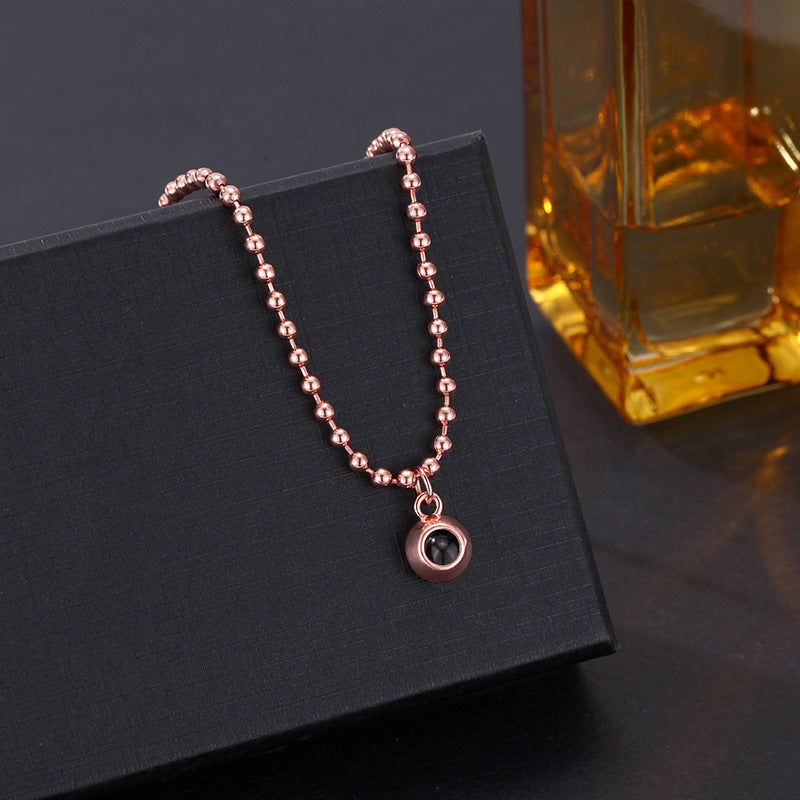 Personalized Ball Shot Photo Necklace Projection Gem Necklace Anniversary Gifts for Her