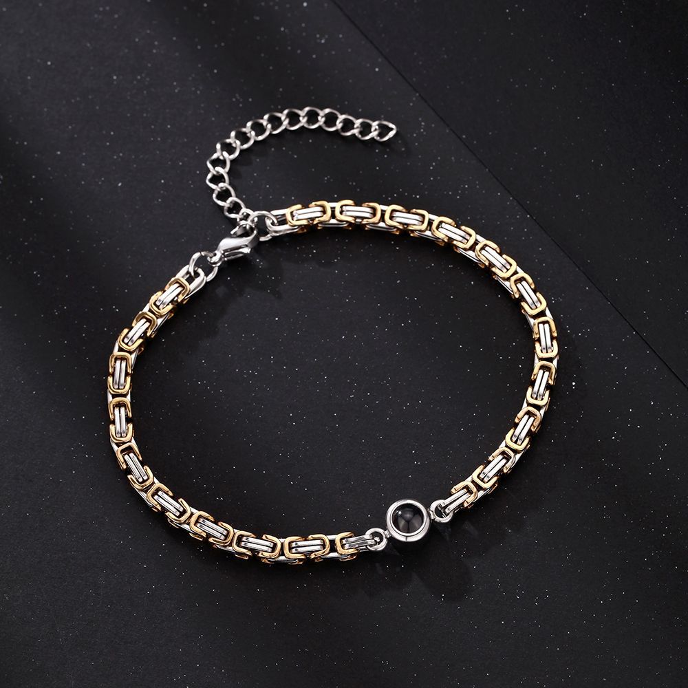 Personalized Photo Men's Bracelet Projection Gem Picture Inside Bracelet Anniversary Gifts for Husband